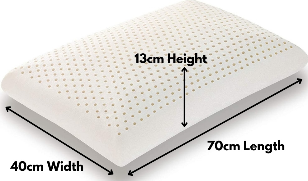Natural Dunlop Latex Pillow dimensions and specifications